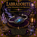 Labradorite silvertone copper bracelet