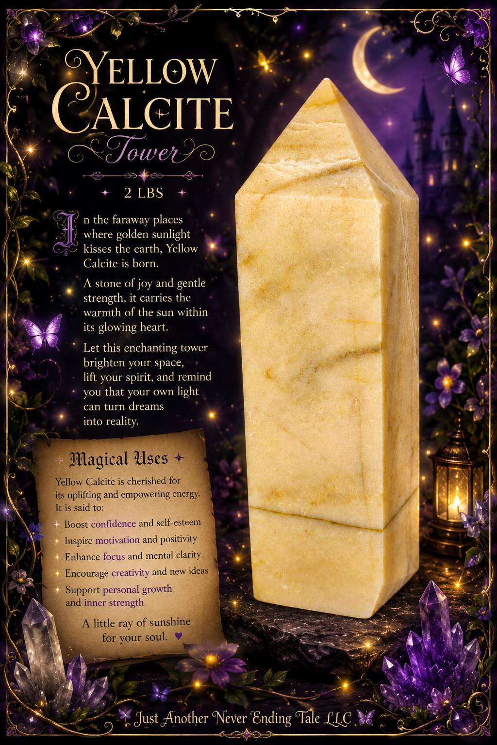 2 lb yellow calcite Tower